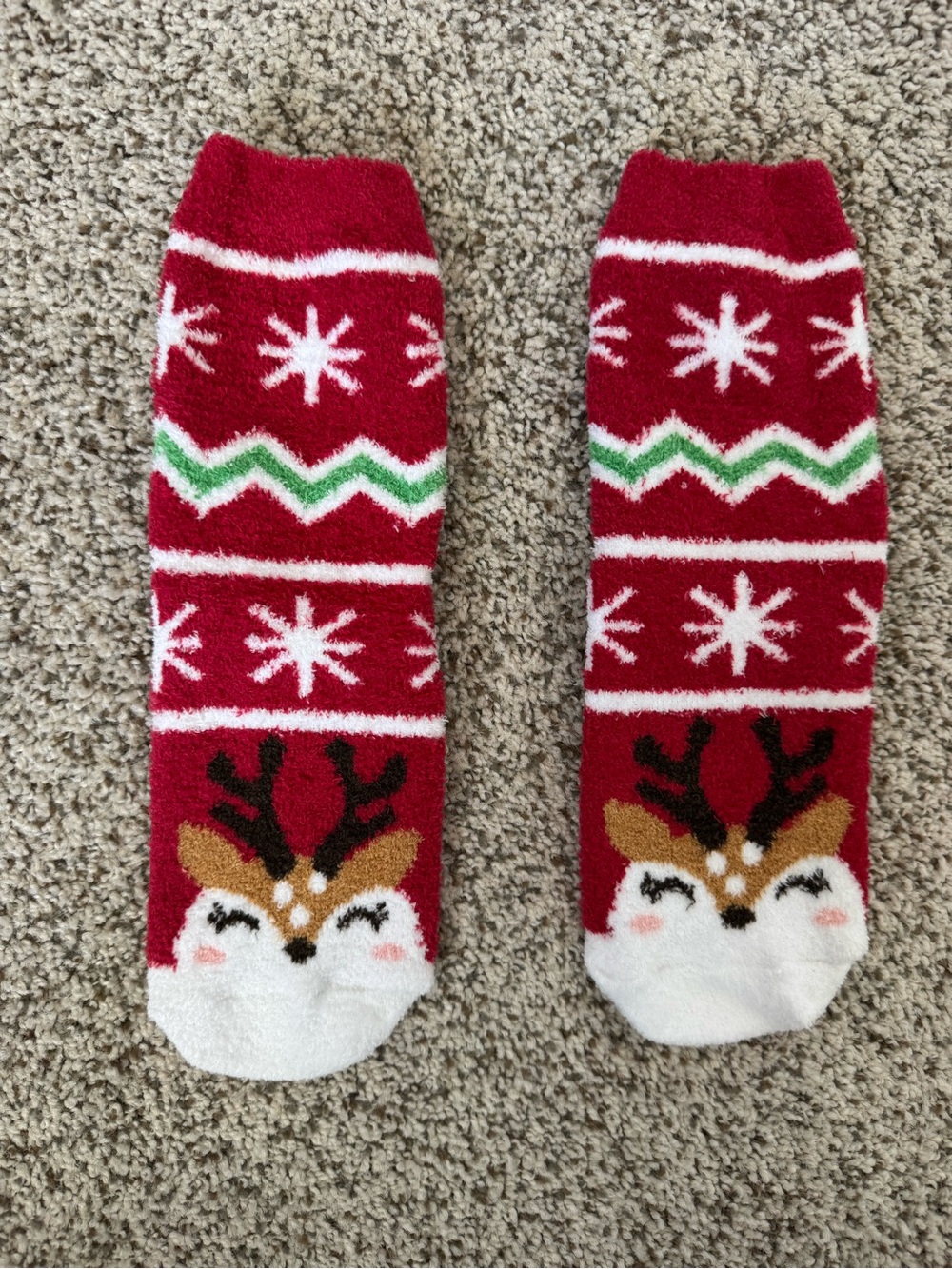 Holiday Reindeer Fuzzy Socks